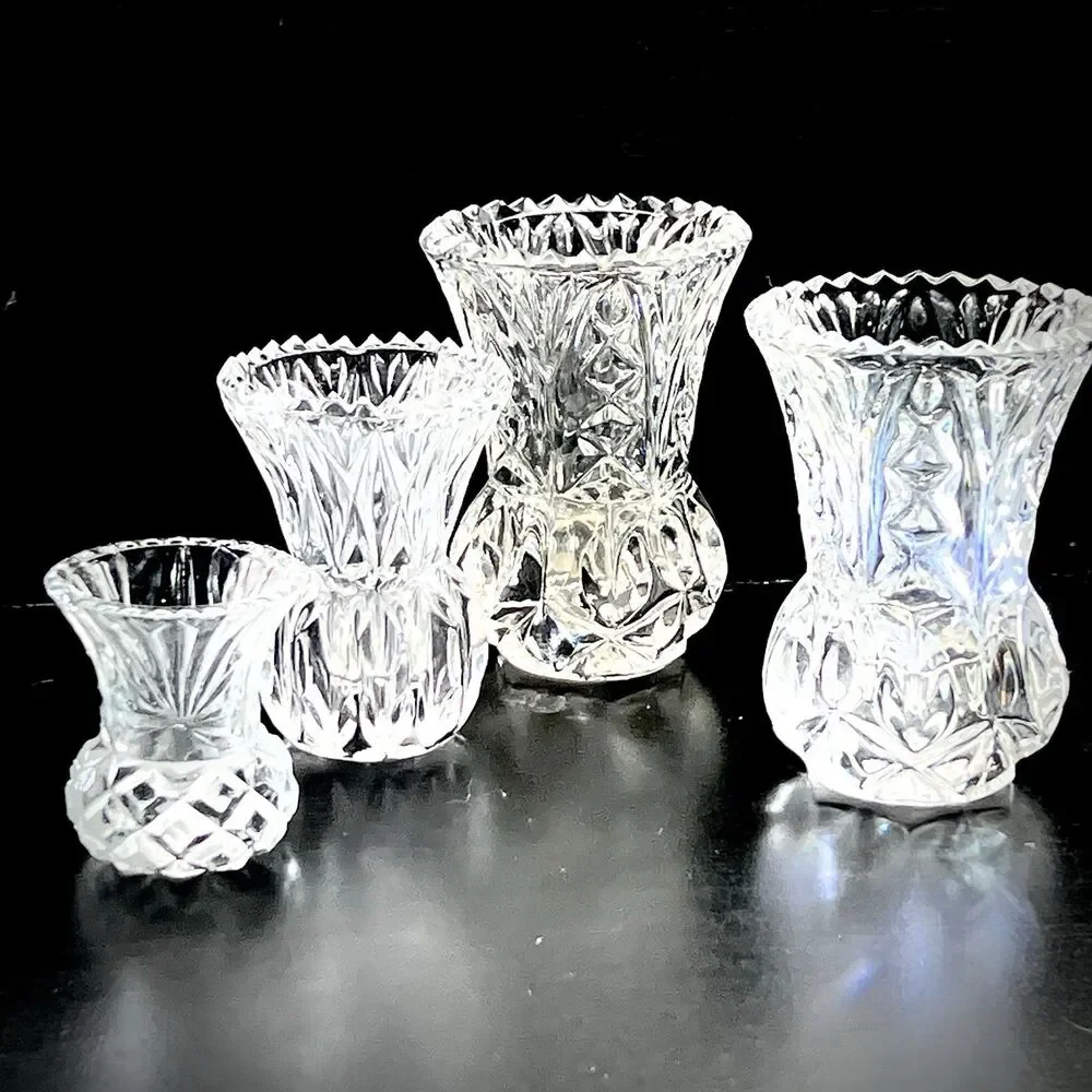 Kristal Zajecar 24% Lead Crystal Diamond  Cut 4” Bud Vase- Yugoslavia-Vintage